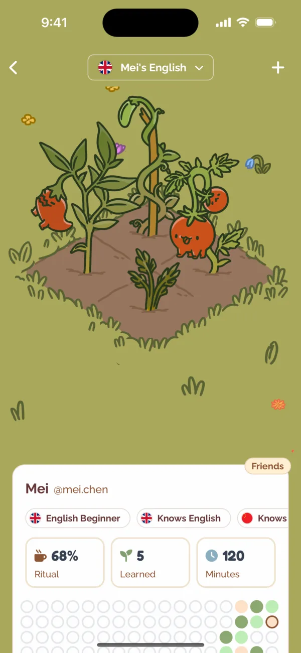 A friend's profile and garden