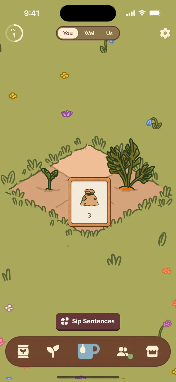 Tap an empty plot, then your seeds
